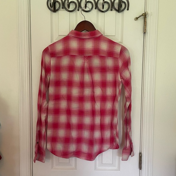 Retro AEO Pink & White Plaid Flannel Shirt - Picture 6 of 7